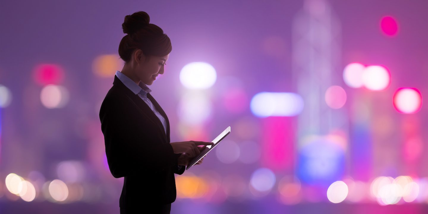 Silhouette of Young business Woman